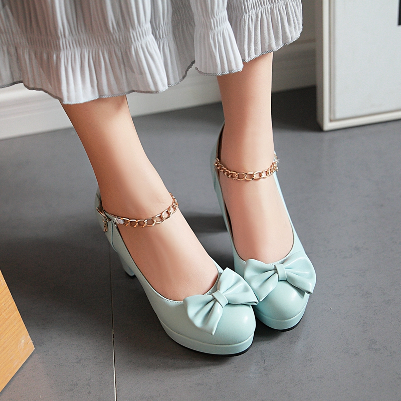 Elegant Bow Chain Ankle Strap High Heels Fashion Shoes