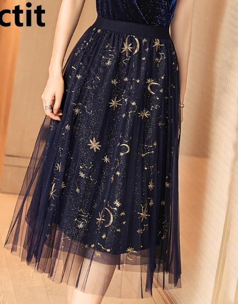 blue skirt with stars