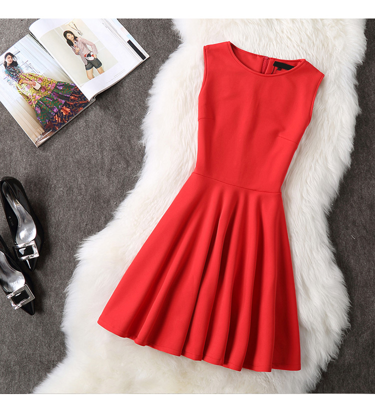 Elegant Sleeveless Red And Black Party Dress