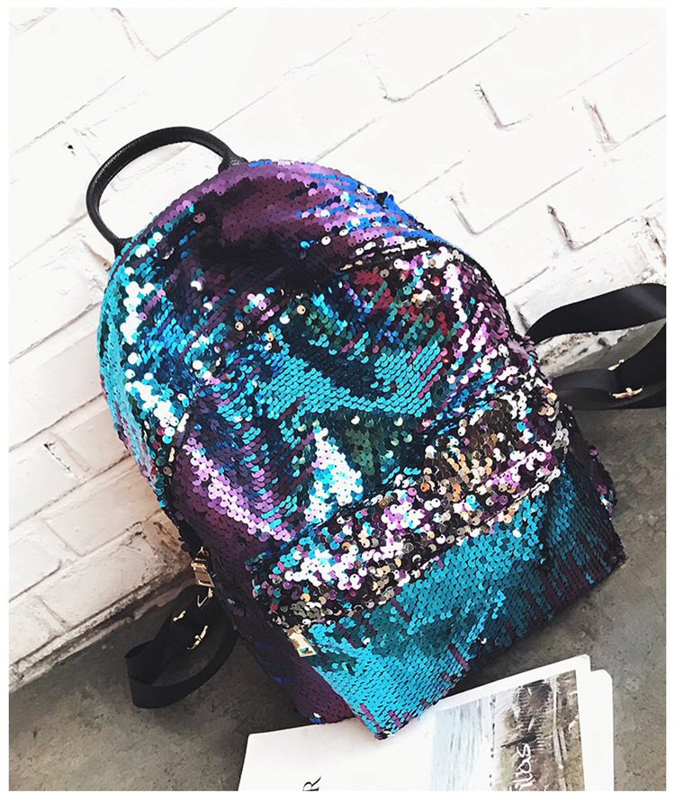 Preppy Style Sequin Backpack School Bag