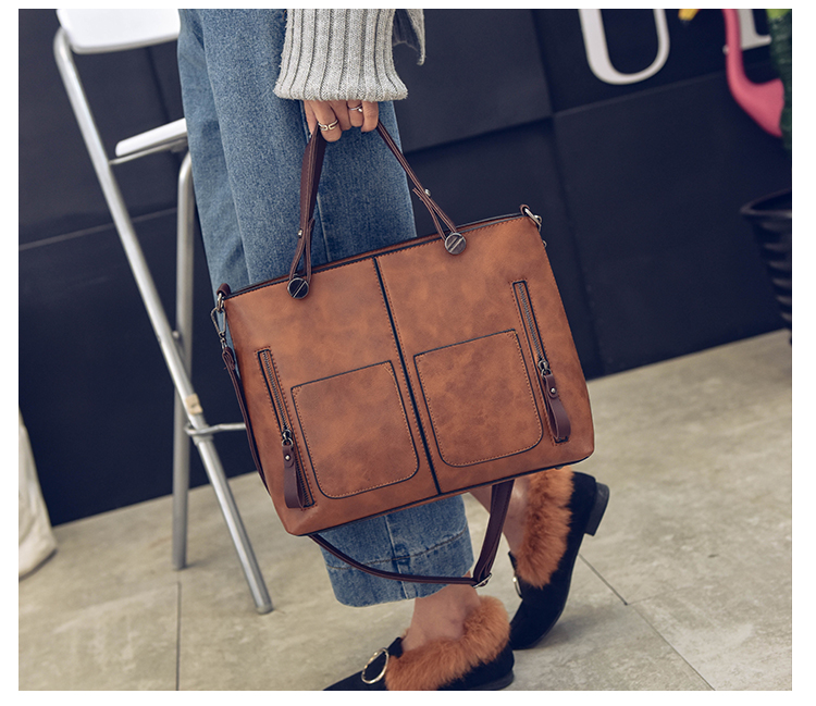 Classy Pu Leather Large Capacity Handbag