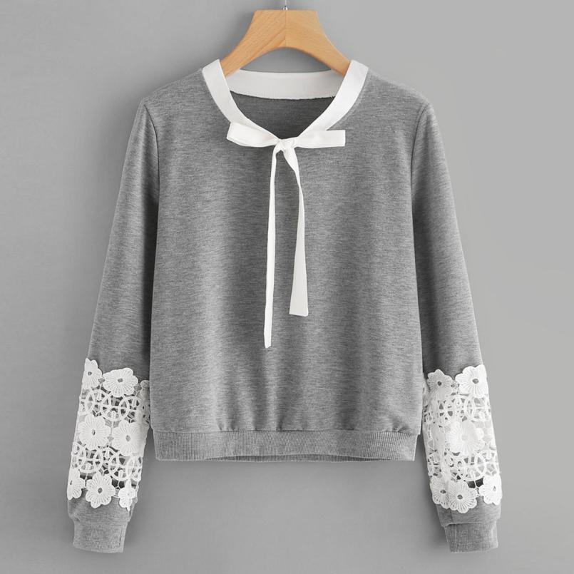Casual Spring And Autumn Women Sweatshirts With Beautiful Lace Detail