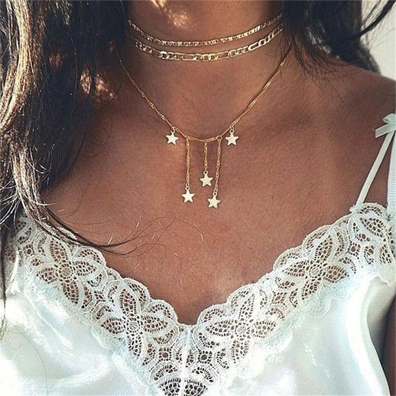 3 Pcs/ Set Tassle Star Charmed Necklace