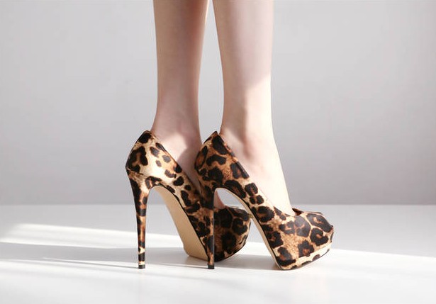 Fancy Platform High Heels With Peep Toe Animal Print Stock Photo - Download  Image Now - iStock