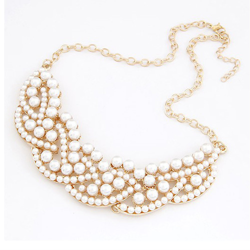 All Match Pearl Embellished Collar Necklace