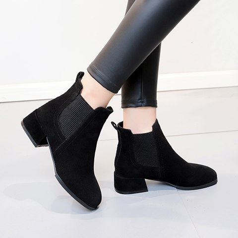 Autumn And Winter Low Heels Chelsea Booties Ankle Boots