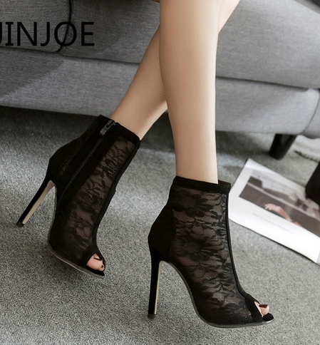 Sexy Black Lace High Heels Peep Toe Fashion Sandals