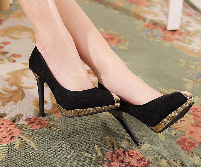 high heels in black color