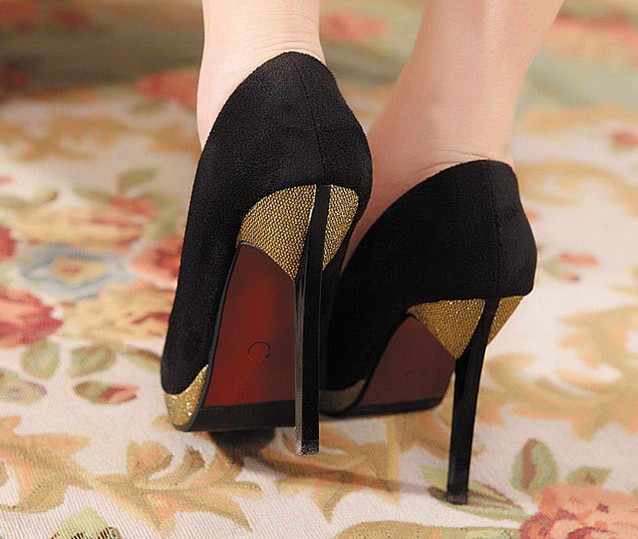 shiny black high heel shoes