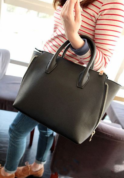 Elegant Black Pu Hand Bag on Luulla