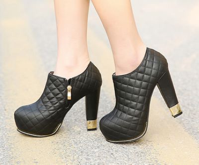white and black high heel boots