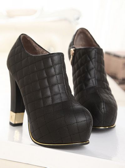 black and white high heel boots