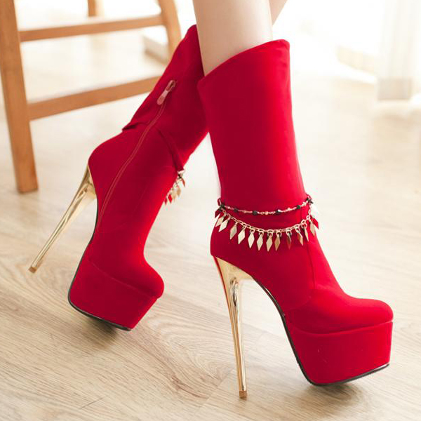 Hot Red High Heels Platform Fashion Boots On Luulla