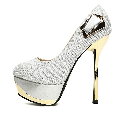 dark silver high heel shoes