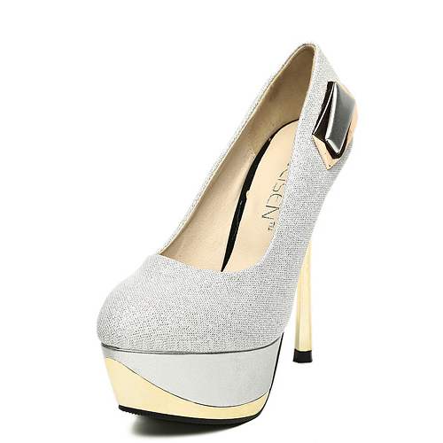 dark silver high heel shoes