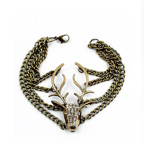 Unique Layered Deer Charm Vintage Design Bracelet