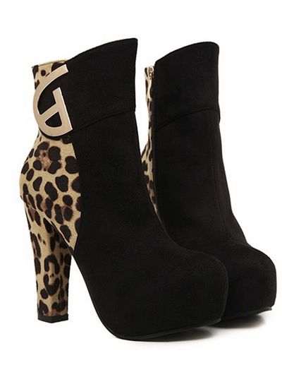 Leopard Print Chunky Heel Boots on Luulla