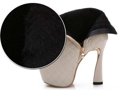 black and white high heel boots