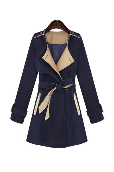 Blue Double Breasted Trench Coat on Luulla