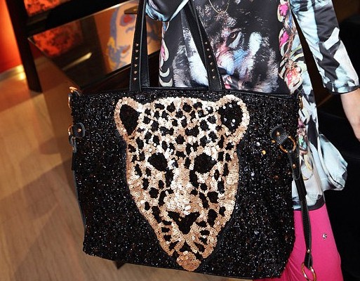 Black Leopard Pattern Fashion Hand Bag