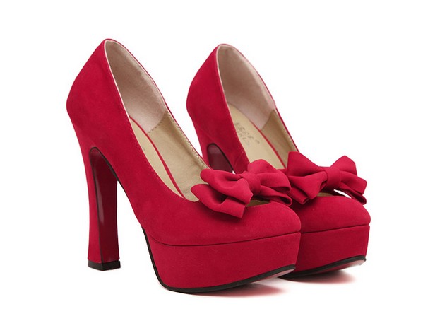 Cute Red Bow knot Design High Heel Fashion Shoes
