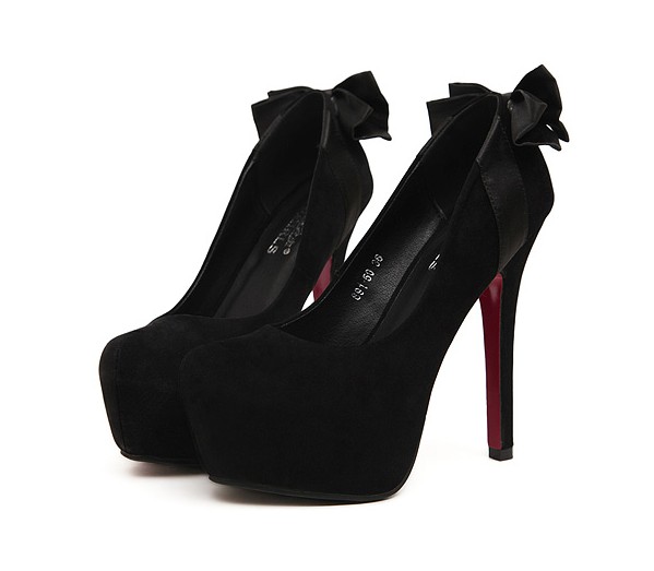 Classy Black Bow knot Design High Heel Fashion Shoes