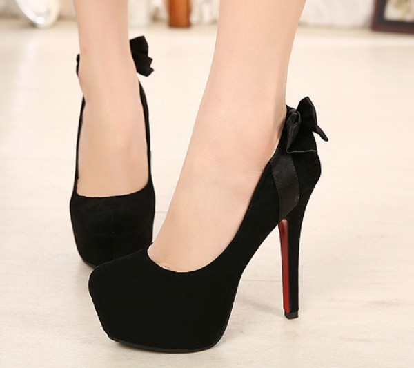 Classy Black Bow Knot Design High Heel Fashion Shoes on Luulla