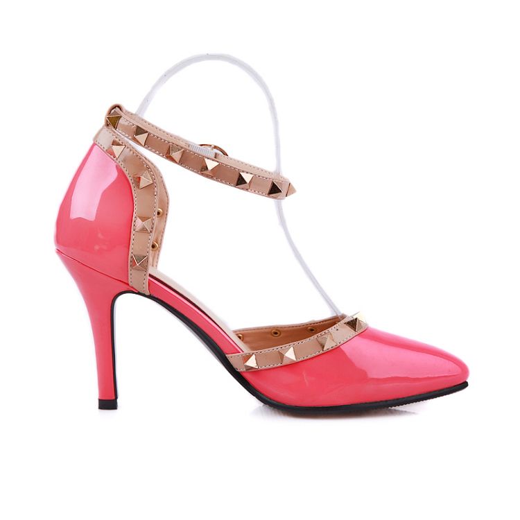 Sexy Pink Rivets Pointed Toe High Heels Fashion Shoes on Luulla
