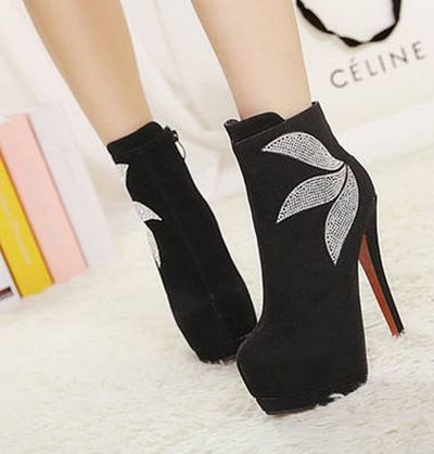 rhinestone high heel boots