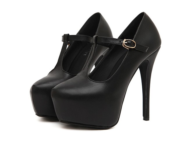 high platform heels black