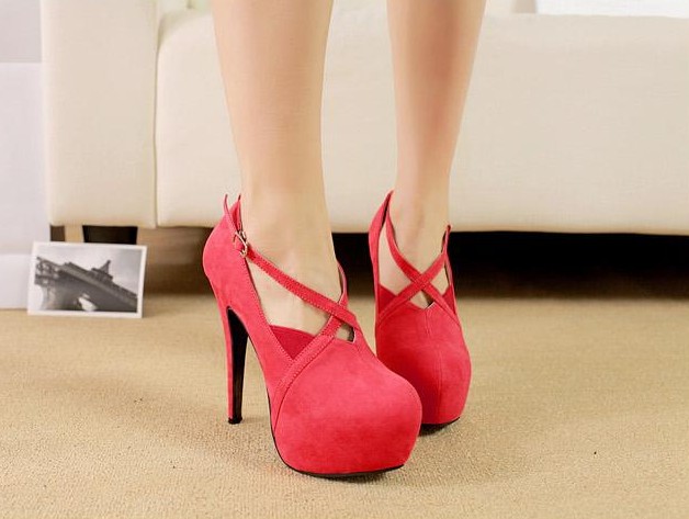 Strappy Red Criss Cross High Heel Fashion Shoes on Luulla