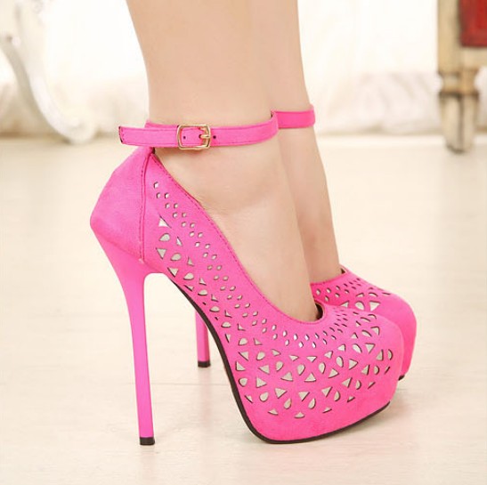 Girly Pink Strappy High Heel Fashion Shoes on Luulla