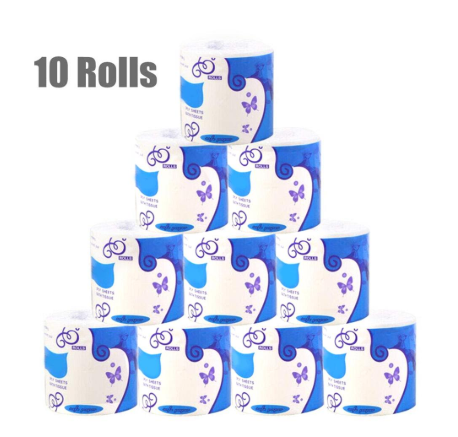 10 Pieces Individually Pack 3 Ply Tissue Toilet Paper