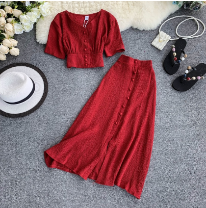 2 Pieces Chic Summer Top And Skirt Set
