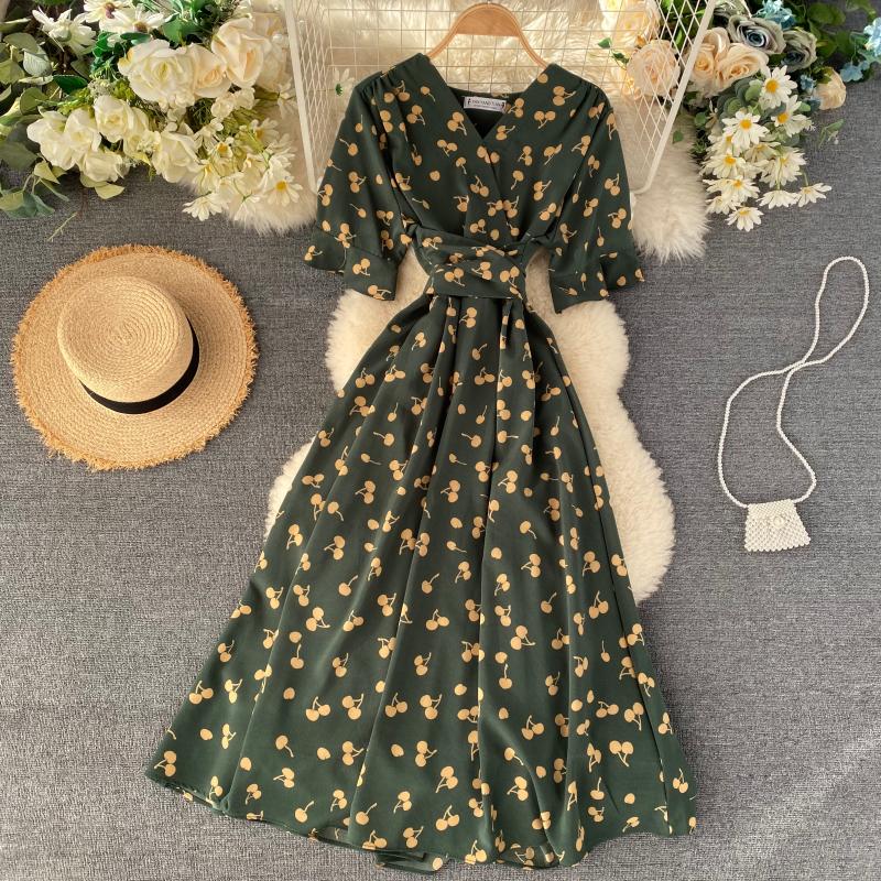 Cherry Print Vintage Style Summer Dress