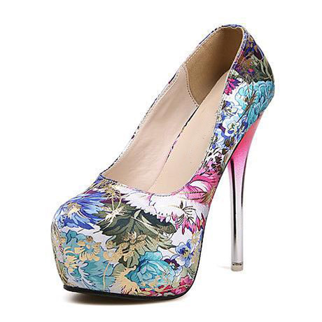 light blue floral heels