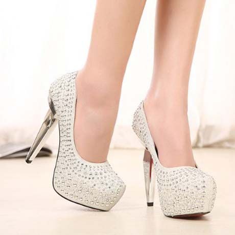 Silver Studded High Heel Party Pumps on Luulla
