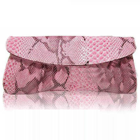 Pink Snake Pattern Clutch Bag