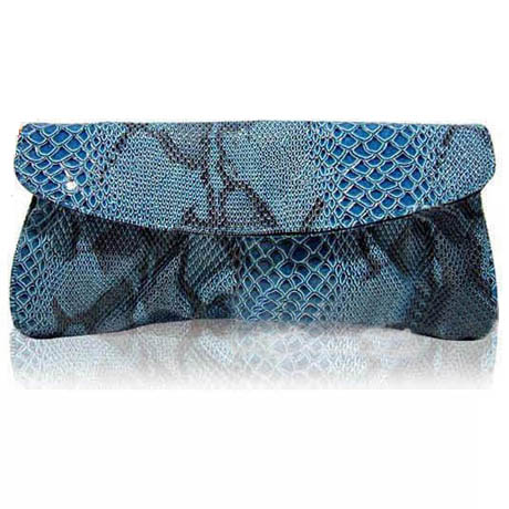 Blue Snake Pattern Clutch Bag