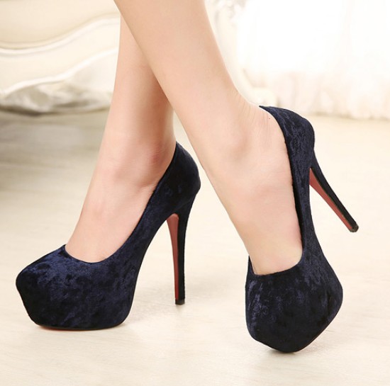 Blue Suede High Heel Fashion Shoes on Luulla