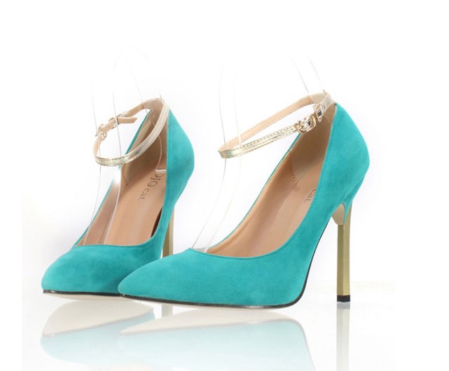 Sexy Turquoise Pointed Toe High Heels Fashion Shoes