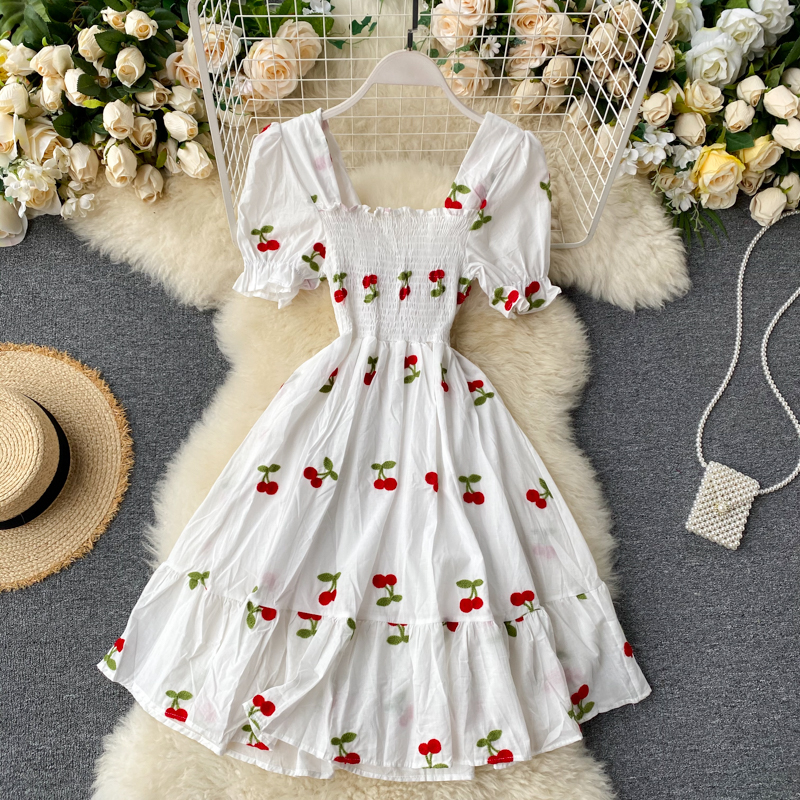 Cherry And Strawberry Kawaii Embroidery Vintage Dress on Luulla