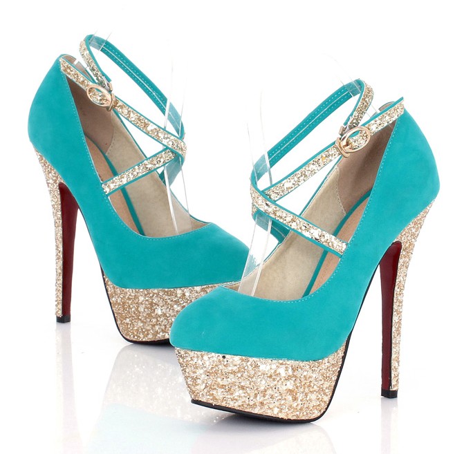 turquoise strappy heels