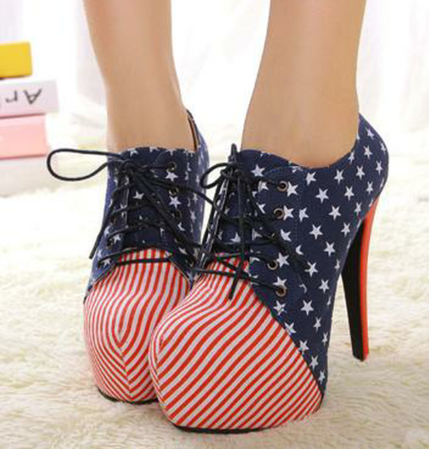 striped high heels