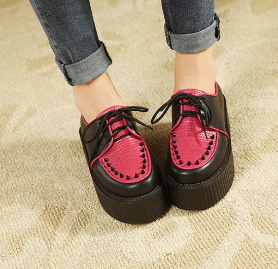 Black And Red Rivets Design Platform Shoes on Luulla