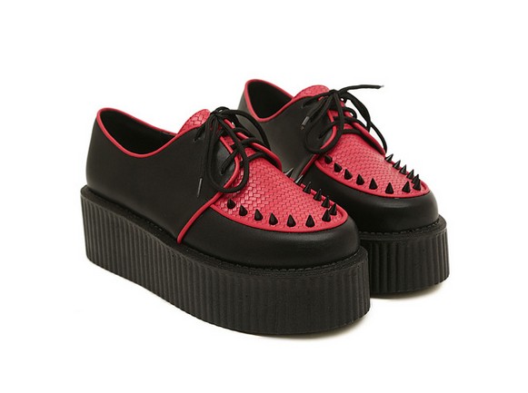 Black And Red Rivets Design Platform Shoes on Luulla
