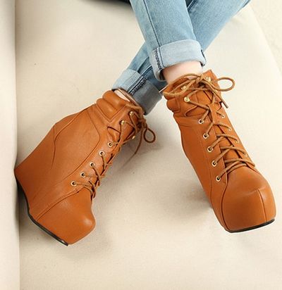 lace up boot wedges