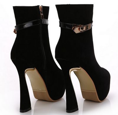 black suede high heel booties