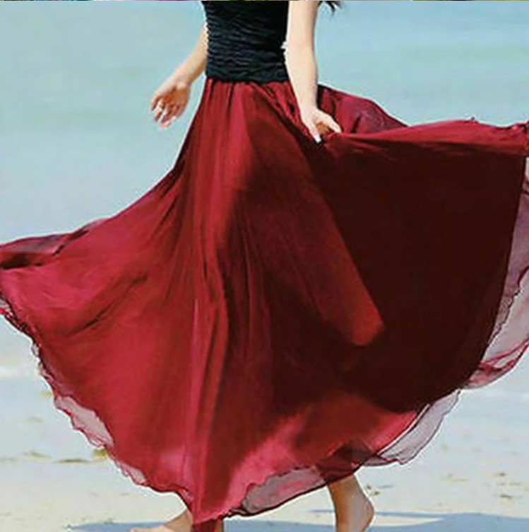 Elastic Waist Boho Chiffon Summer Skirt