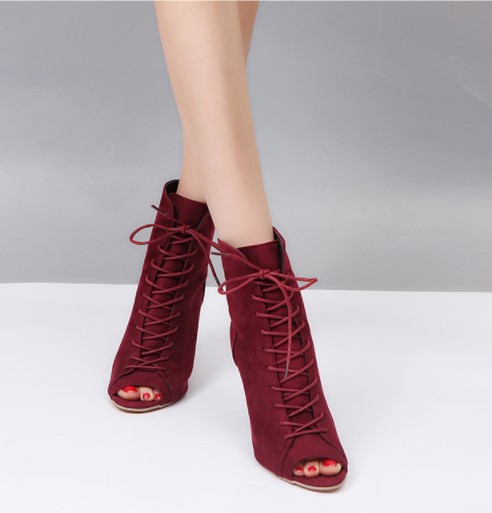 Sexy Lace Up Peep Toe High Heels Fashion Sandals
